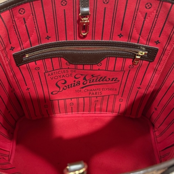 Louis Vuitton LV Damier Ebene N40599 Neverfull MM In GREAT Condition Cherry Red - Picture 5 of 15